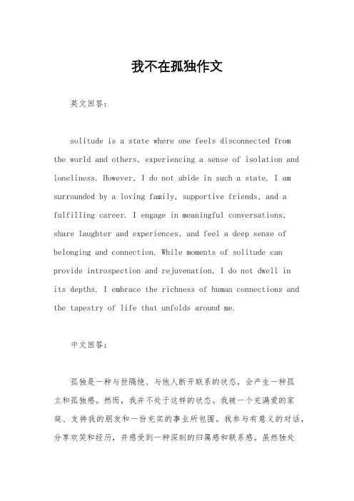 我不在孤独作文