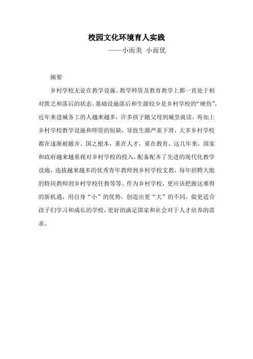 农村中小学美育教学实践案例-小而美 小而优