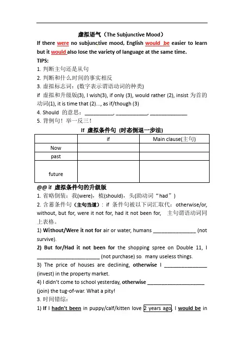 Unit 1 Grammar 虚拟语气学案-2021-2022学年高中英语人教新课标选修六