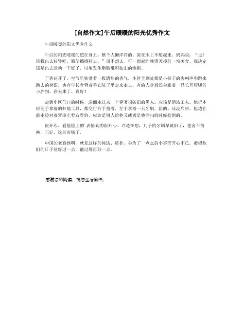 [自然作文]午后暖暖的阳光优秀作文