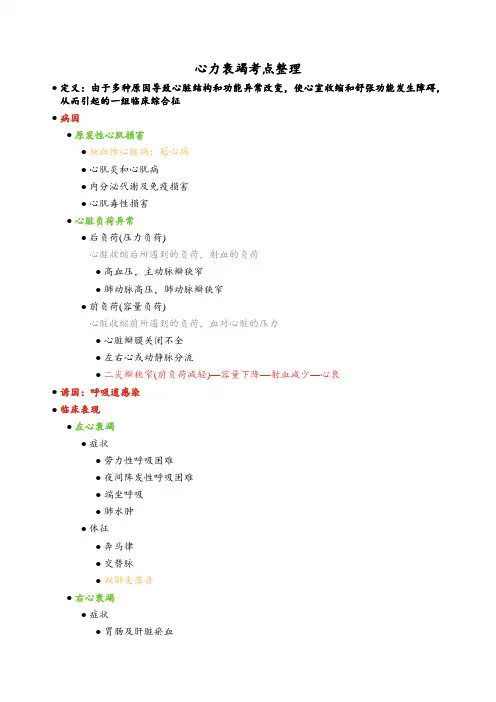 心力衰竭考点整理