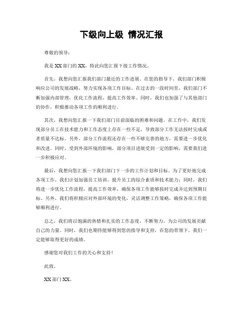 下级向上级 情况汇报
