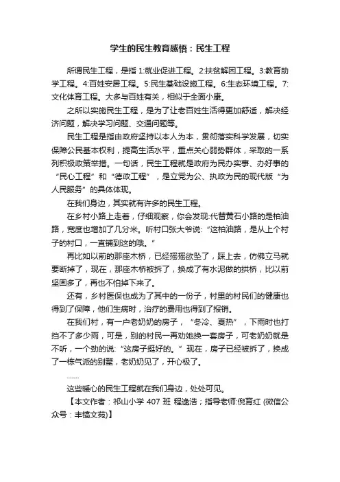 学生的民生教育感悟：民生工程
