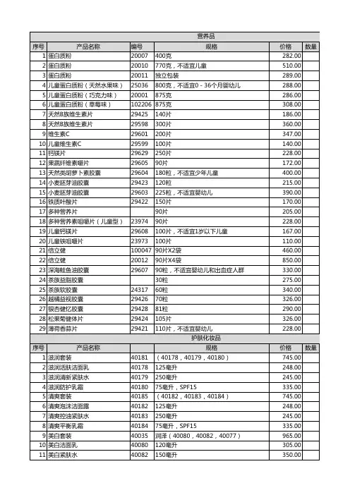 最新安利产品目录(含价格和编号)