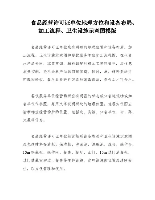 食品经营许可证单位地理方位和设备布局、加工流程、卫生设施示意图模版