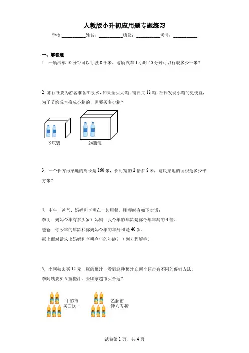 人教版小升初应用题专题练习