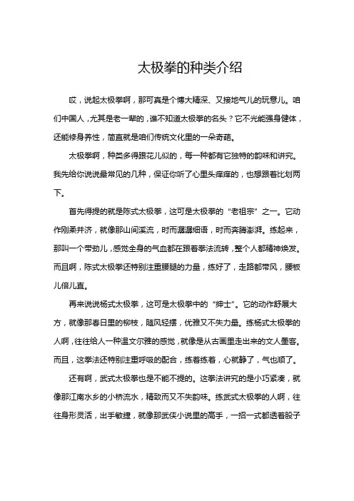 太极拳的种类介绍