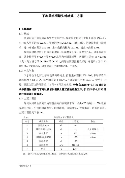 导流洞混凝土封堵施工方案