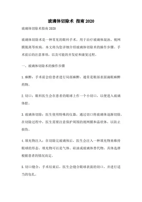 玻璃体切除术 指南2020