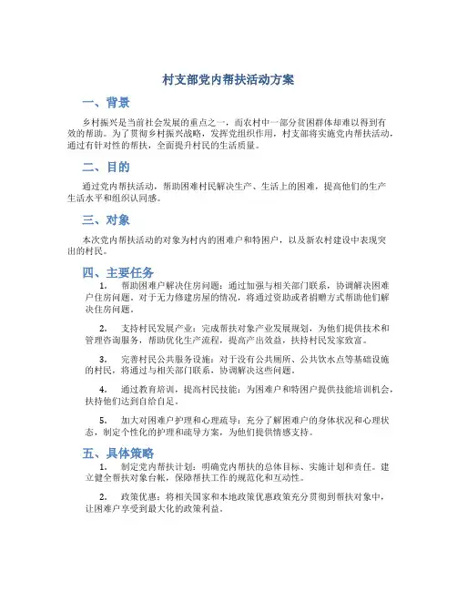 村支部党内帮扶活动方案