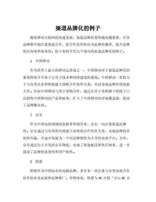 渠道品牌化的例子