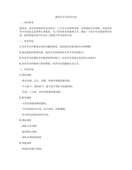 篮球少年宫培训计划