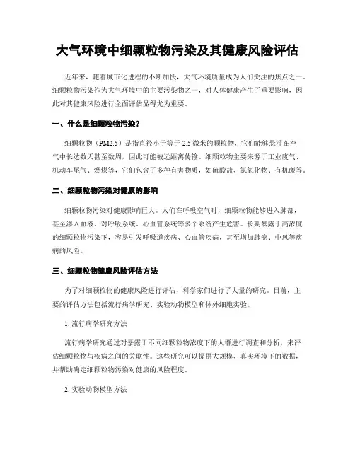 大气环境中细颗粒物污染及其健康风险评估