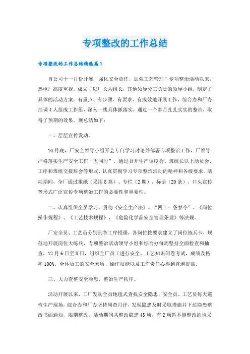 专项整改的工作总结