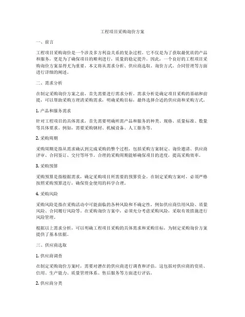 工程项目采购询价方案