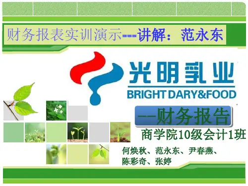 财务报表分析、光明乳业--PPT展示PPT精品文档40页