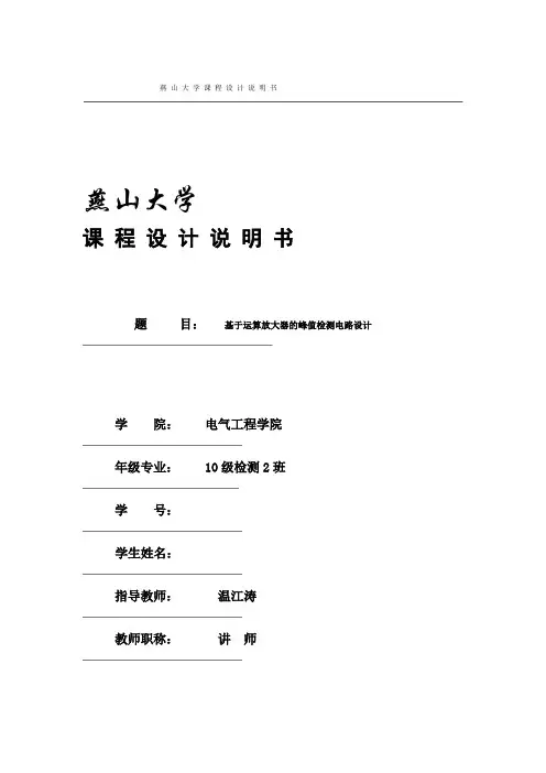 峰值检测电路说明书