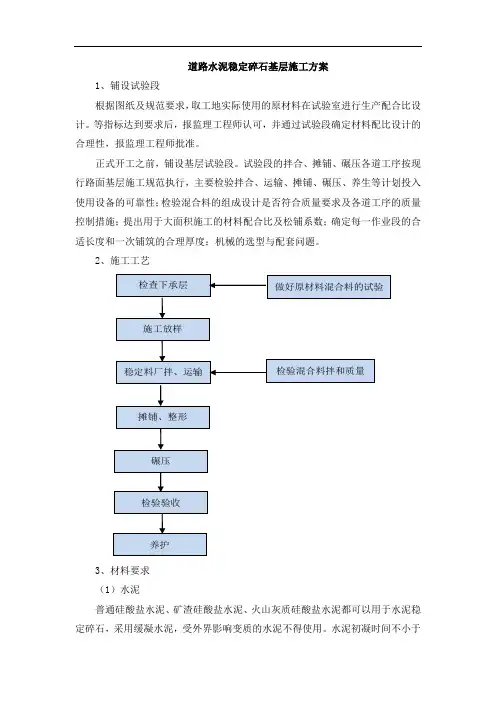 道路水泥稳定碎石基层施工方案