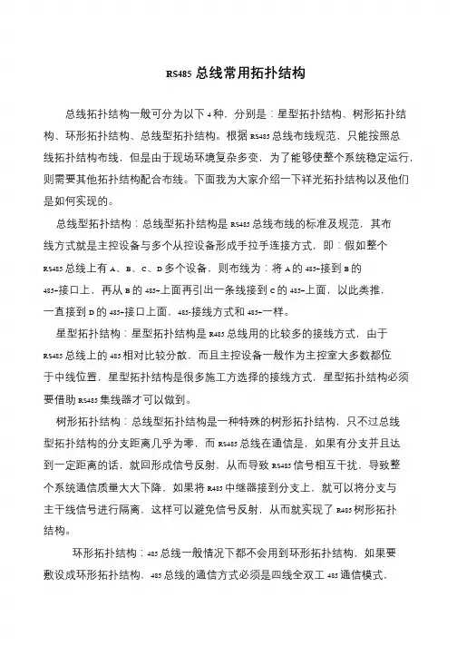 RS485总线常用拓扑结构