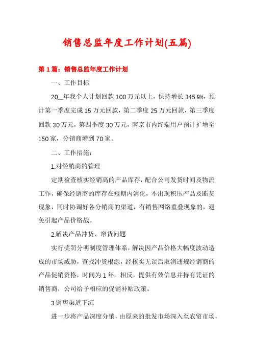 销售总监年度工作计划(五篇)
