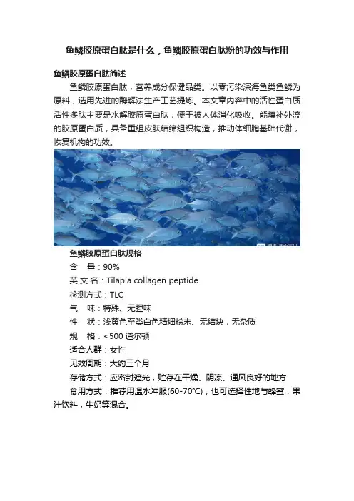 鱼鳞胶原蛋白肽是什么，鱼鳞胶原蛋白肽粉的功效与作用