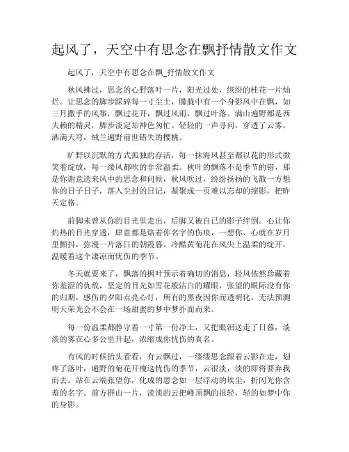 起风了,天空中有思念在飘抒情散文作文700字