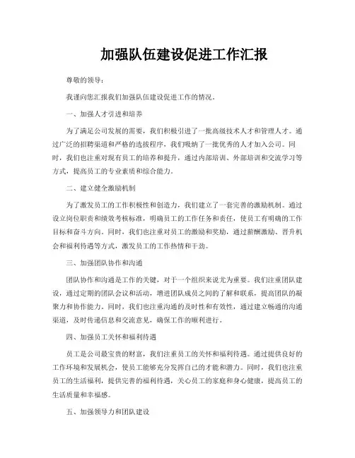 加强队伍建设促进工作汇报