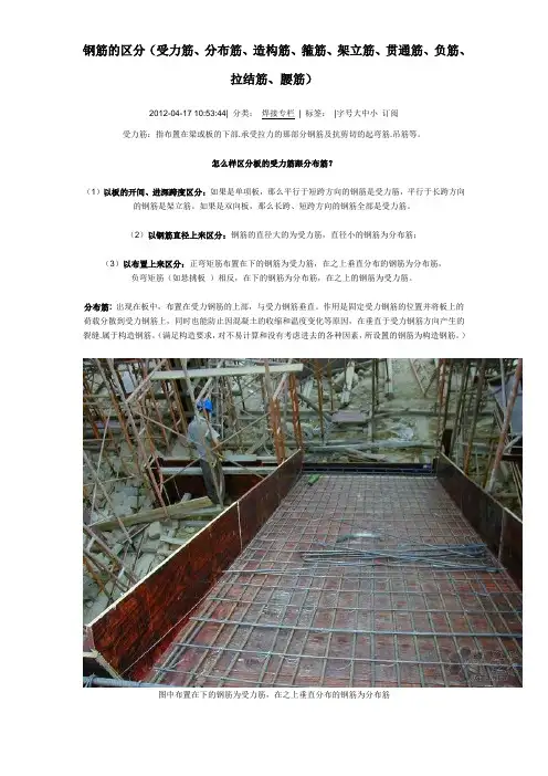 钢筋的区别(受力筋、分布筋、造构筋、箍筋、架立筋、贯通筋、负筋、拉结筋、腰筋)