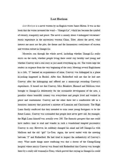 reading report 消失的地平线