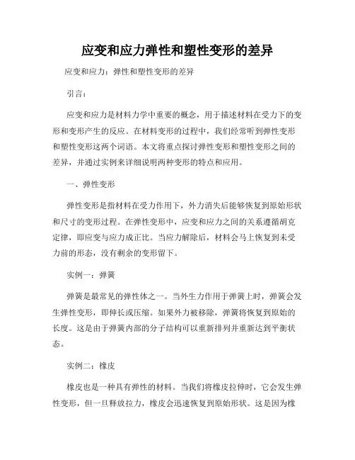 应变和应力弹性和塑性变形的差异
