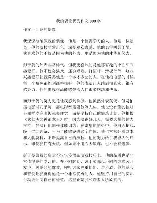 我的偶像优秀作文800字