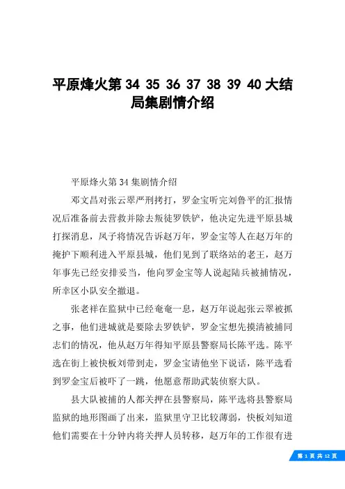 平原烽火第34 35 36 37 38 39 40大结局集剧情介绍