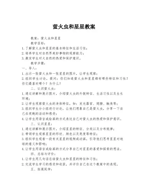 萤火虫和星星教案