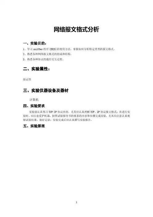 网络报文格式分析