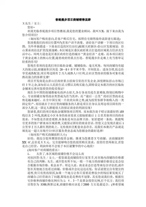 项目商业销售说辞【范本模板】