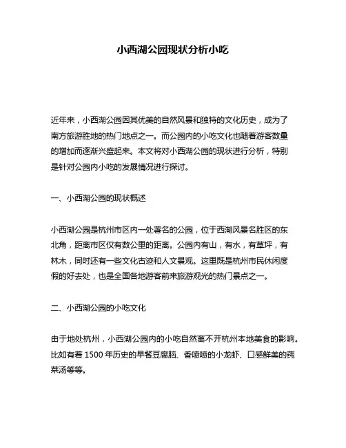 小西湖公园现状分析小吃