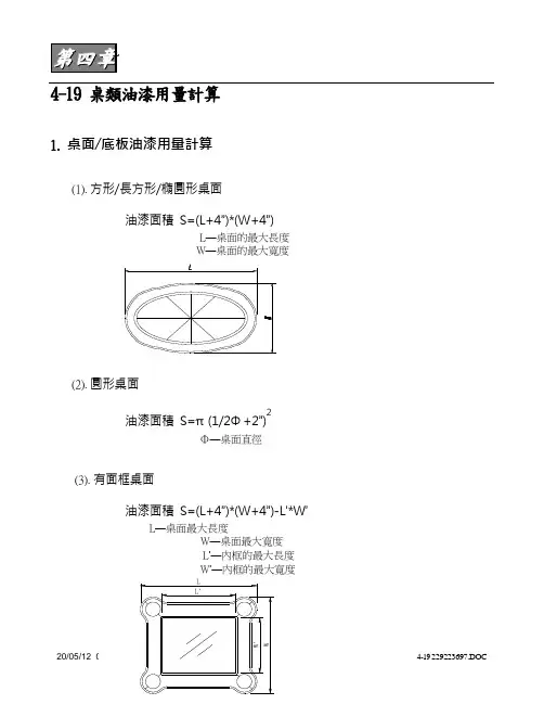 家具桌类油漆用量计算