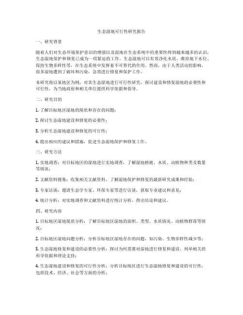 生态湿地可行性研究报告