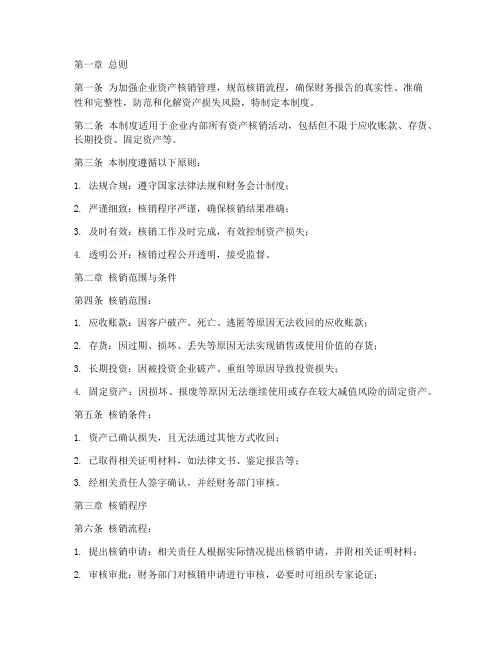 企业核销管理制度模板