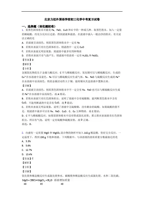 北京力迈外国语学校初三化学中考复习试卷