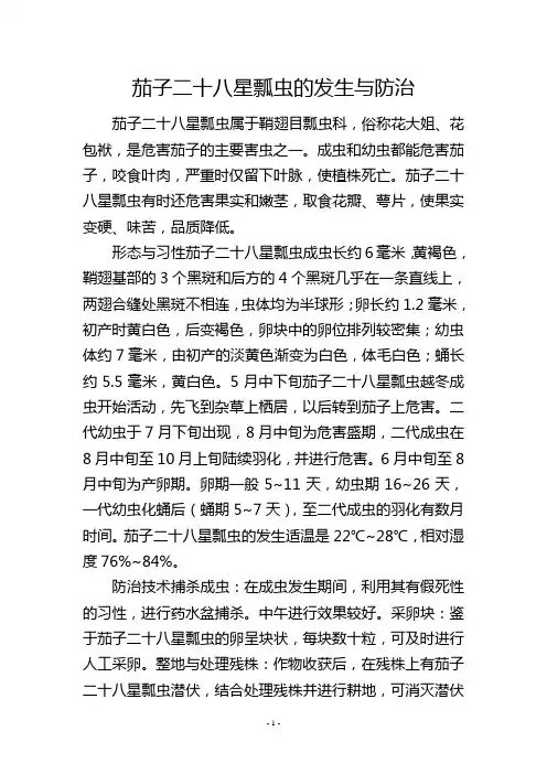 茄子二十八星瓢虫的发生与防治