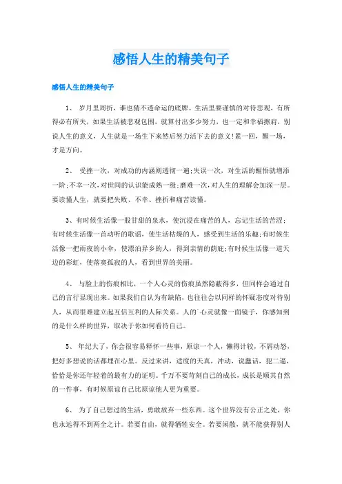 感悟人生的精美句子