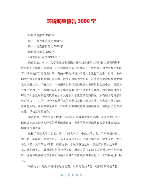 环境调查报告3000字