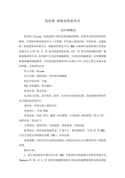 胶质瘤 病情说明指导书