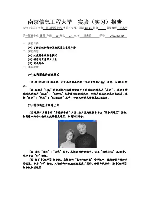 黑白照片上色实验报告