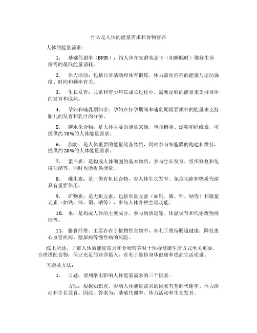 什么是人体的能量需求和食物营养