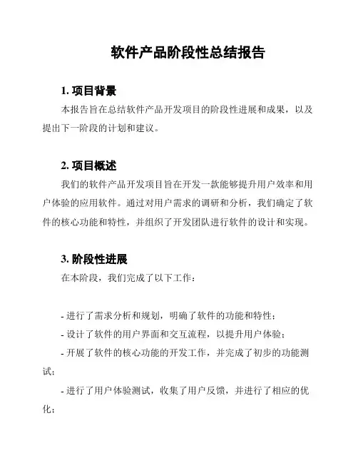 软件产品阶段性总结报告