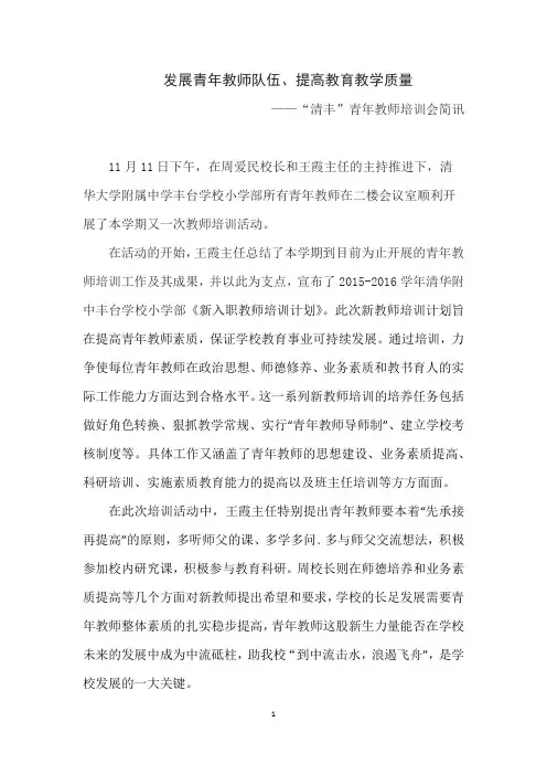 青年教师培训-简讯
