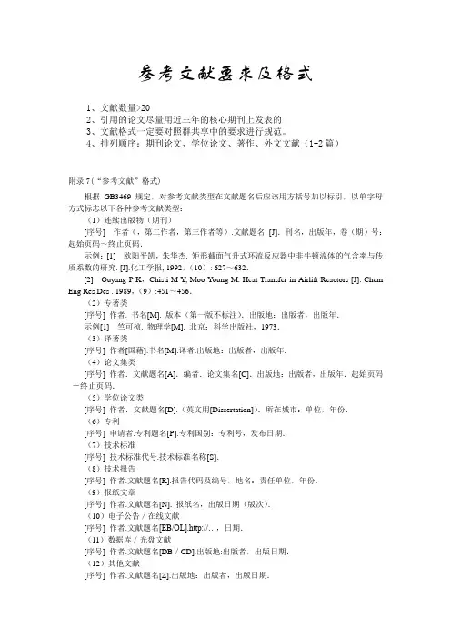 参考文献要求及格式
