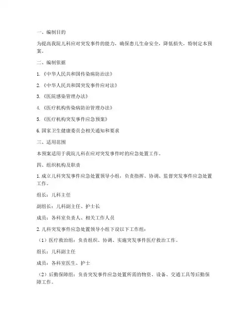 儿科医院应急预案范文